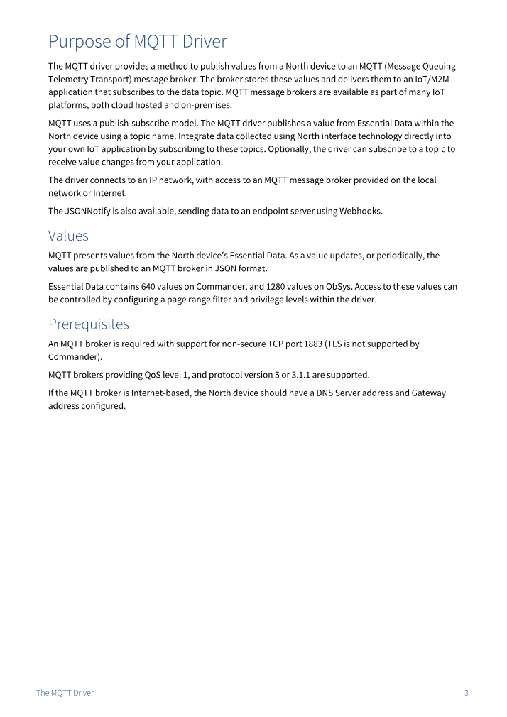 Preview thumbnail of page 3 of the MQTT Driver Manual PDF document.